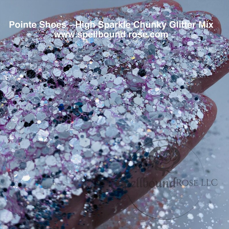 Pointe Shoes Glitter – Light Pink Silver Mirror Chunky Mix Glitter (2 oz)