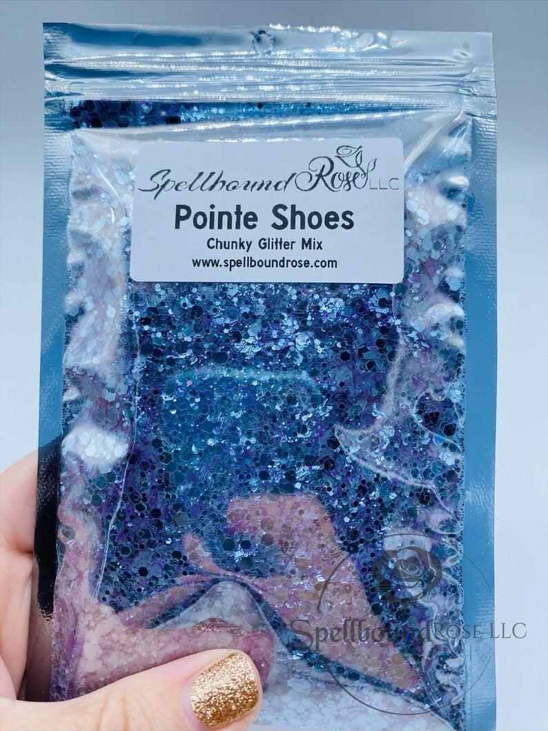 Pointe Shoes Glitter – Light Pink Silver Mirror Chunky Mix Glitter (2 oz)