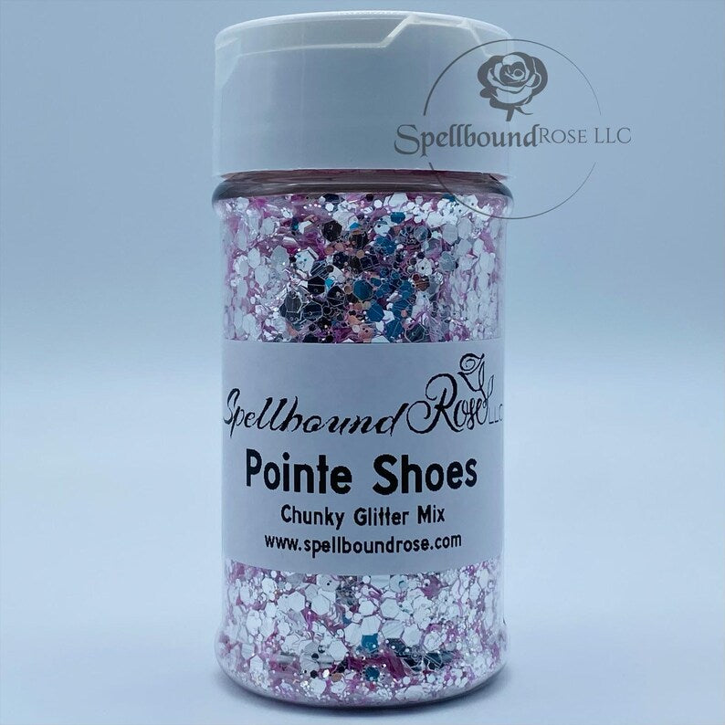 Pointe Shoes Glitter – Light Pink Silver Mirror Chunky Mix Glitter (2 oz)