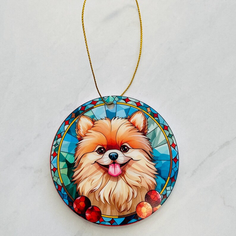 Pomeranian Faux Stained Glass Ornament – Vibrant Dog Lover Keepsake