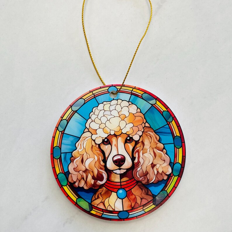 Poodle Faux Stained Glass Ornament – Vibrant Dog Lover Keepsake