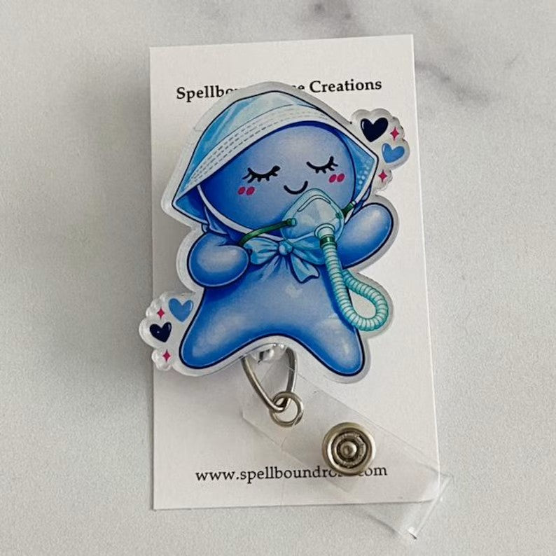 Cute Respiratory Care Glove People Badge Reel – Cute Oxygen Mask ID Holder