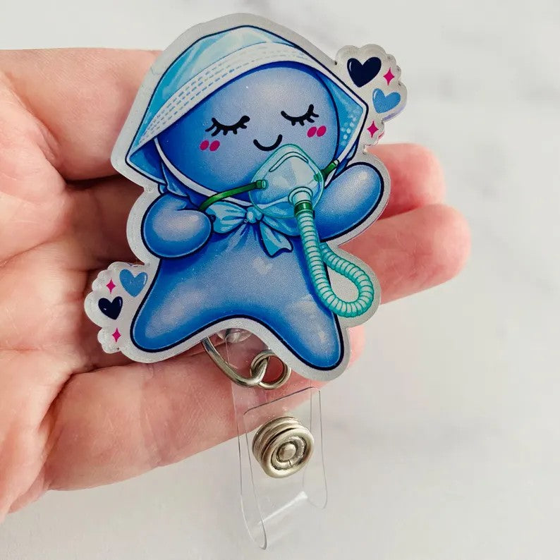 Cute Respiratory Care Glove People Badge Reel – Cute Oxygen Mask ID Holder