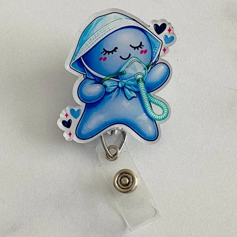 Cute Respiratory Care Glove People Badge Reel – Cute Oxygen Mask ID Holder