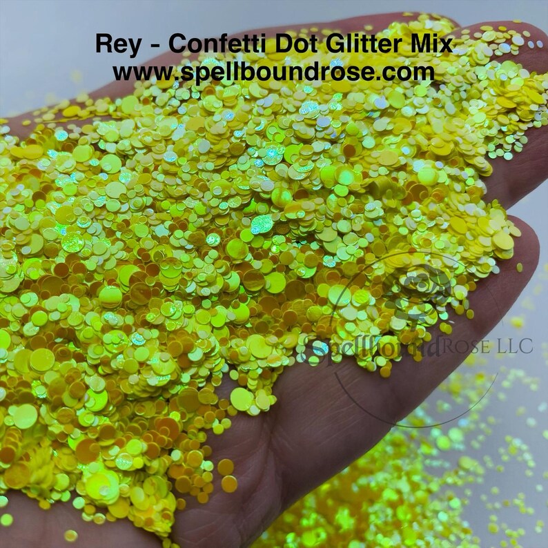 Rey Glitter – Yellow Iridescent Confetti Dot Mix Glitter (2 oz)