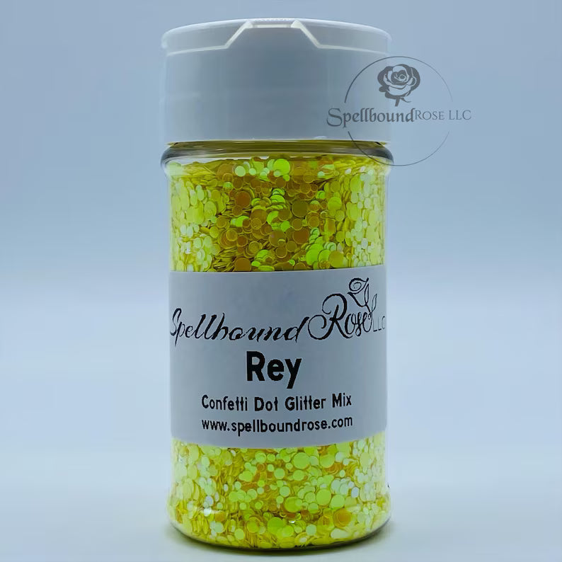 Rey Glitter – Yellow Iridescent Confetti Dot Mix Glitter (2 oz)