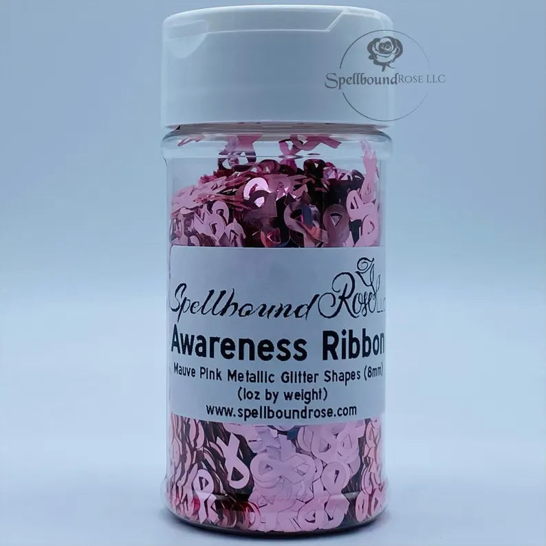 Awareness Ribbon Glitter – Mauve/Pink Ribbon Metallic Confetti Glitter (1 oz)