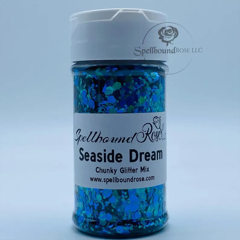 Seaside Dream Glitter – Blue Teal Metallic Chunky Mix Glitter (2 oz)