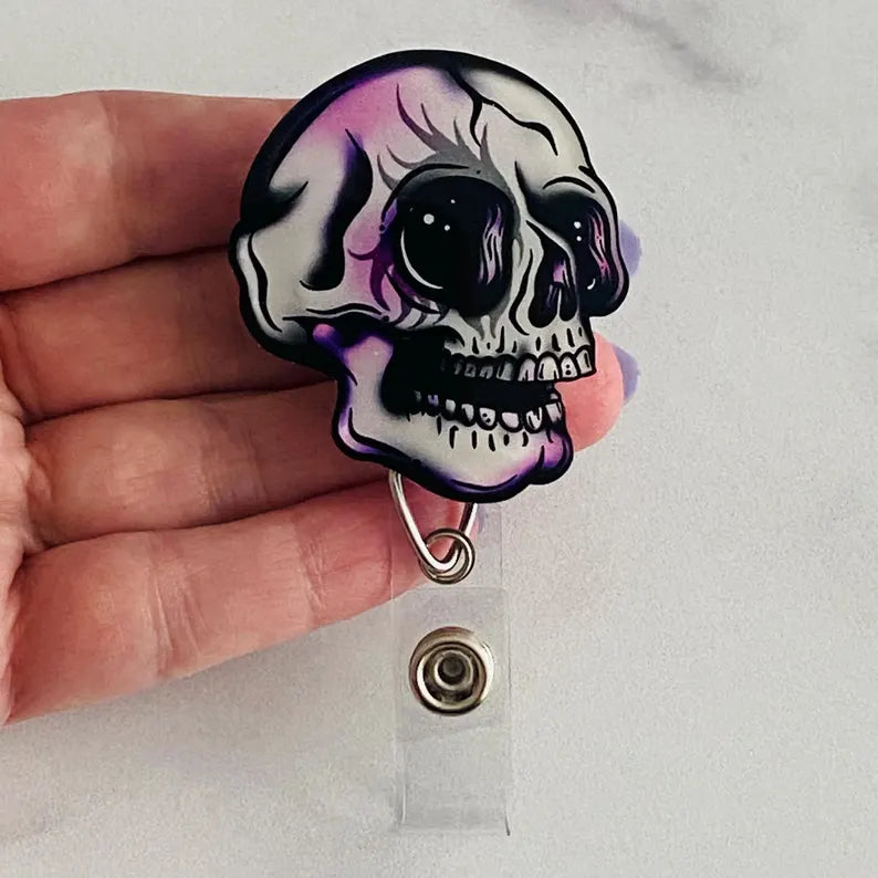 Gothic Skull Badge Reel – Spooky Retractable ID Holder