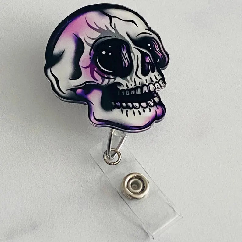 Gothic Skull Badge Reel – Spooky Retractable ID Holder