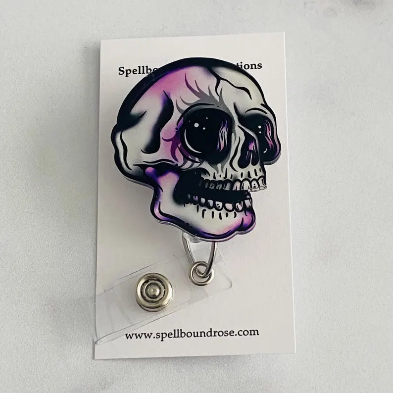 Gothic Skull Badge Reel – Spooky Retractable ID Holder