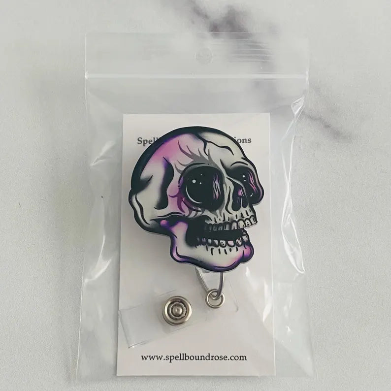 Gothic Skull Badge Reel – Spooky Retractable ID Holder