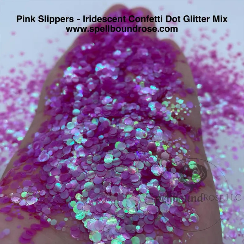 Pink Slippers Glitter – Pink Iridescent Confetti Dot Mix Glitter (2 oz) *LOW STOCK*