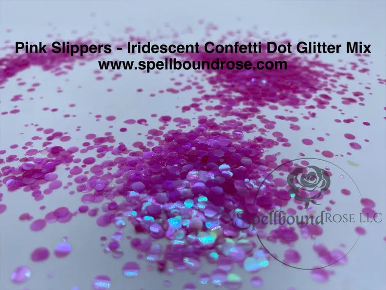 Pink Slippers Glitter – Pink Iridescent Confetti Dot Mix Glitter (2 oz) *LOW STOCK*