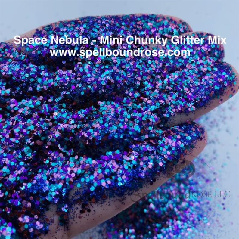 Space Nebula Glitter – Blue/Purple/Teal Chunky & Fine (.015) Mix Glitter (2 oz) *LOW STOCK*