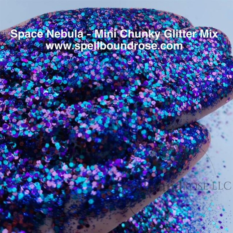 Space Nebula Glitter – Blue/Purple/Teal Chunky & Fine (.015) Mix Glitter (2 oz) *LOW STOCK*