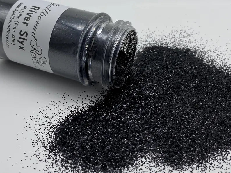 River Styx Glitter – Black/Charcoal Metallic Fine (.015) Glitter (2 oz)