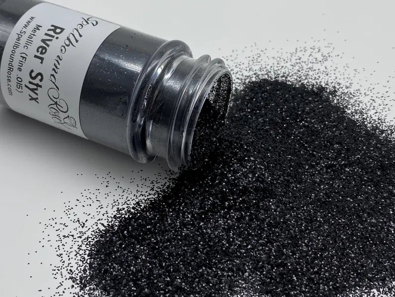 River Styx Glitter – Black/Charcoal Metallic Fine (.015) Glitter (2 oz)