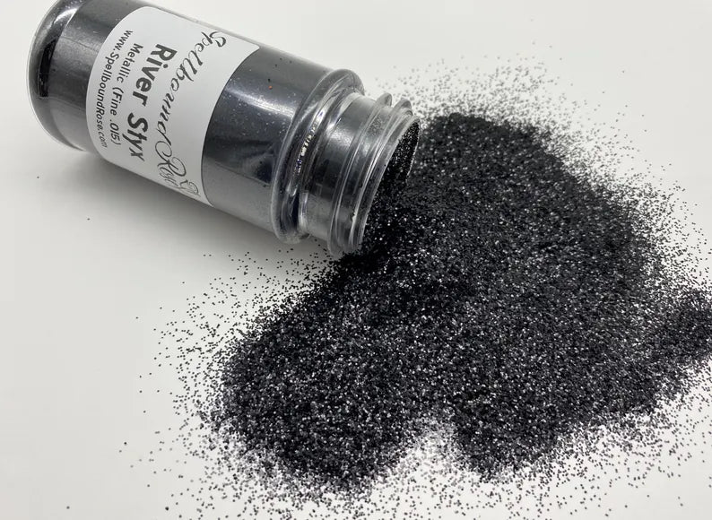 River Styx Glitter – Black/Charcoal Metallic Fine (.015) Glitter (2 oz)