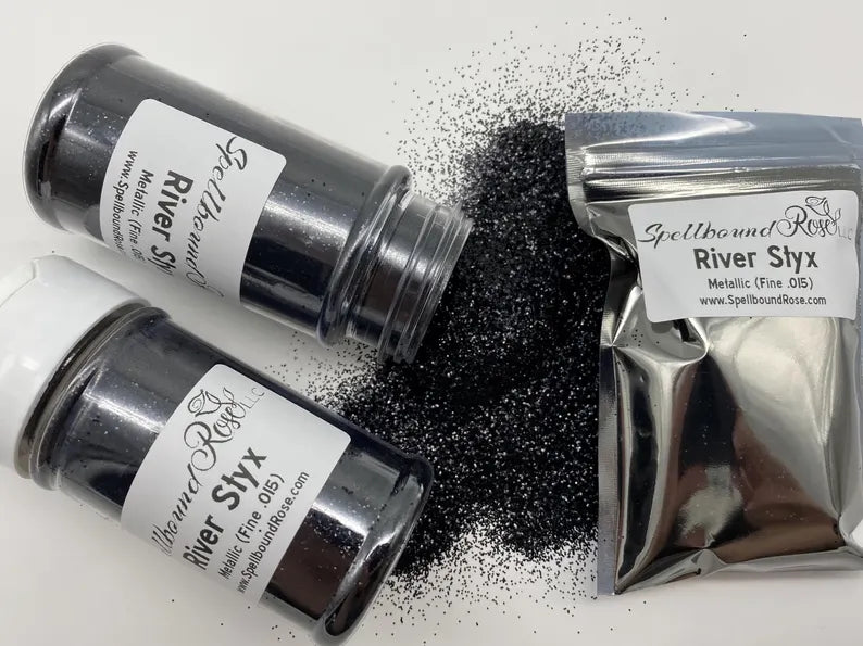 River Styx Glitter – Black/Charcoal Metallic Fine (.015) Glitter (2 oz)