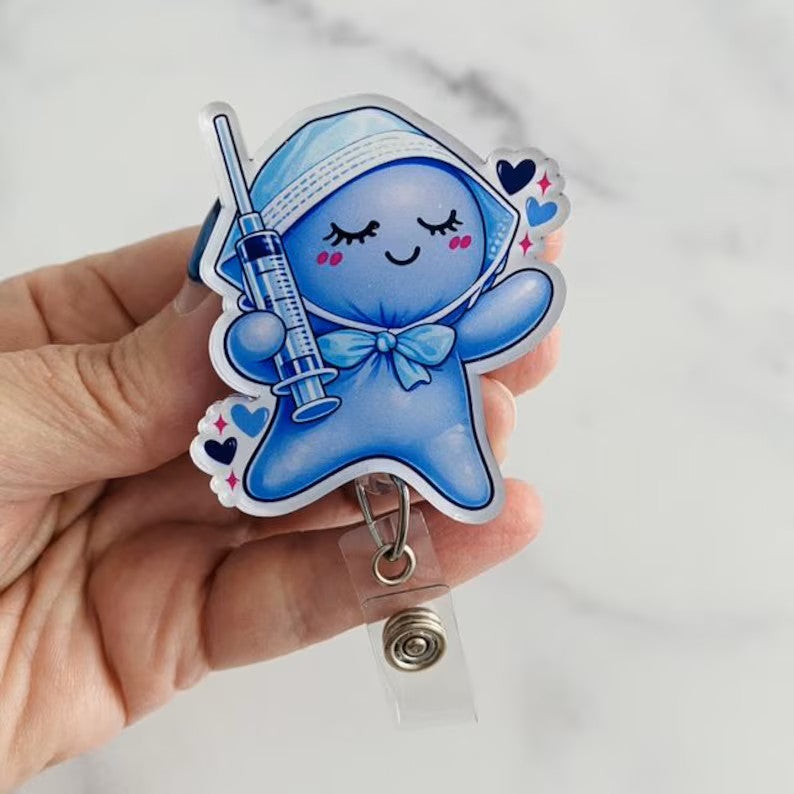 Cute Syringe Nurse Glove People Badge Reel – Syringe Medical ID Holder