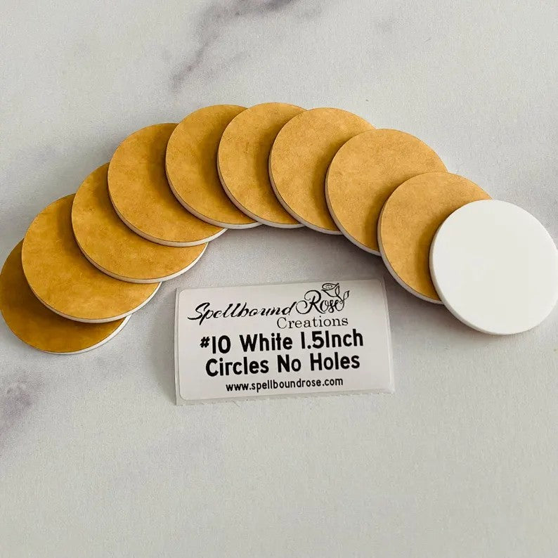 1.5" White Acrylic Circle Blanks – UV Printing Ready (No Holes) Pack of 10