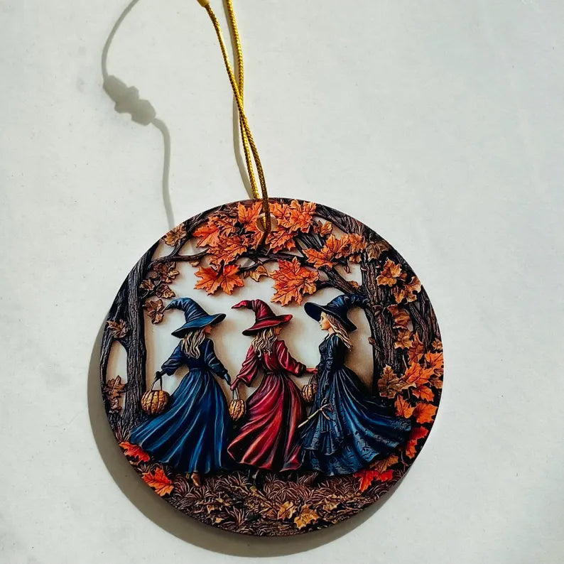 Autumn Witches Ornament – A Circle of Magic & Mischief
