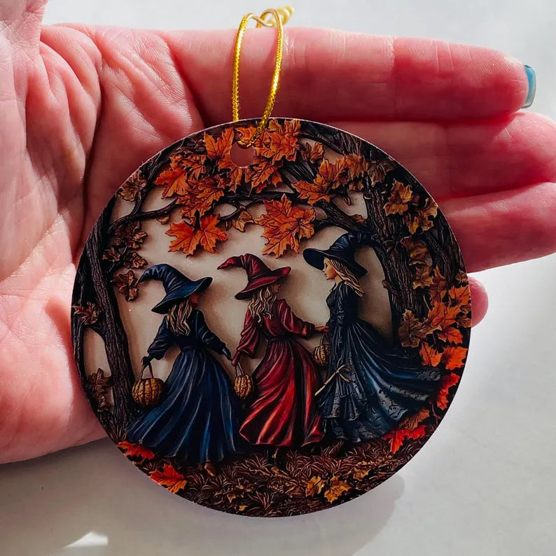 Autumn Witches Ornament – A Circle of Magic & Mischief