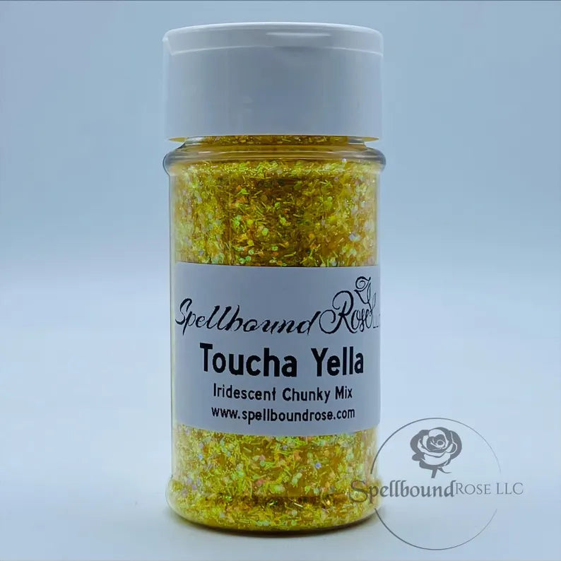 Toucha Yella Glitter – Yellow Iridescent Color Shift Chunky Mix Glitter (2 oz)