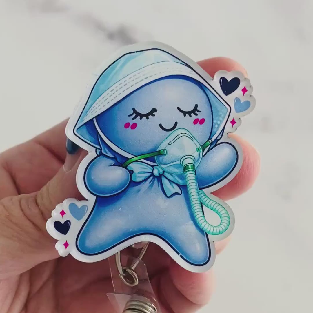 Cute Respiratory Care Glove People Badge Reel – Cute Oxygen Mask ID Holder