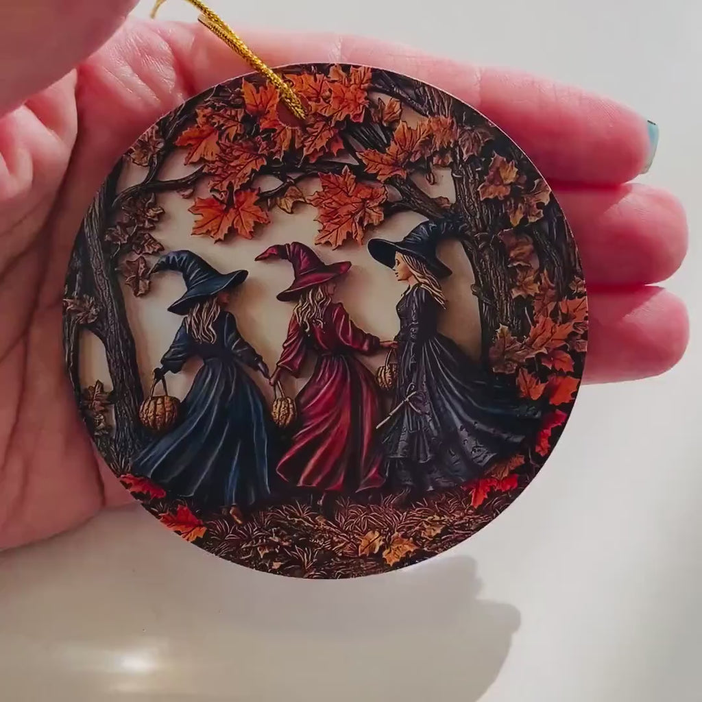 Autumn Witches Ornament – A Circle of Magic & Mischief