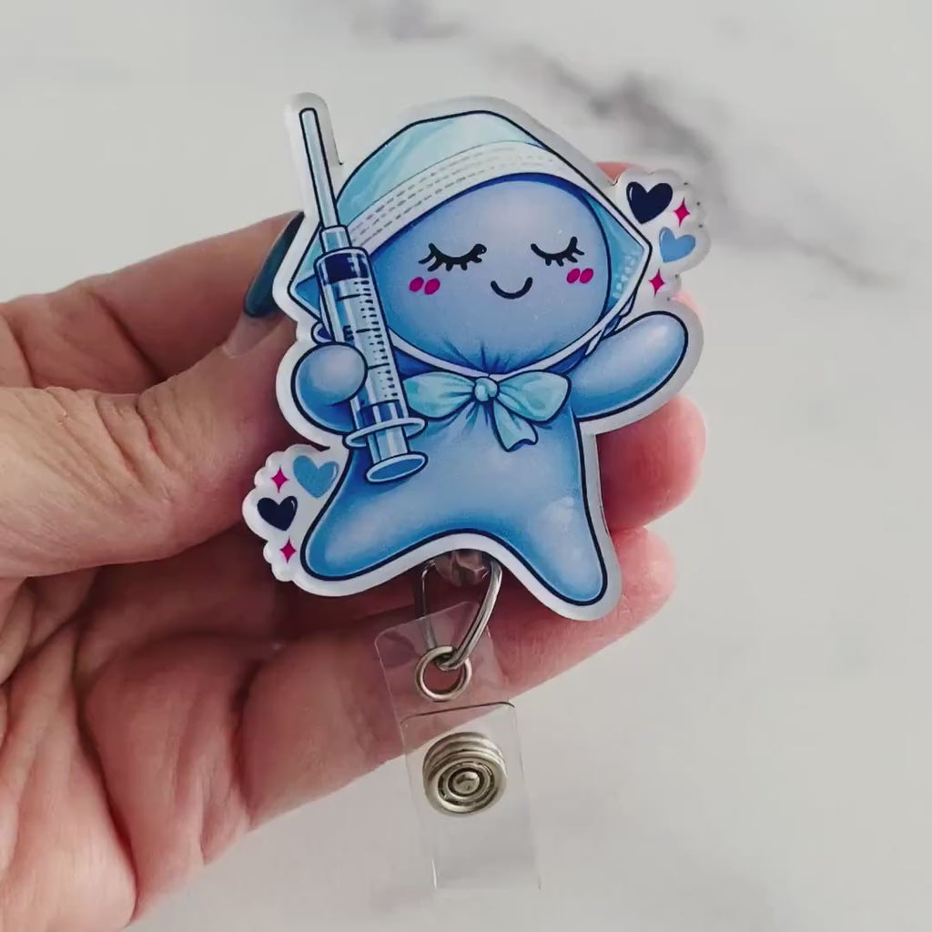 Cute Syringe Nurse Glove People Badge Reel – Syringe Medical ID Holder