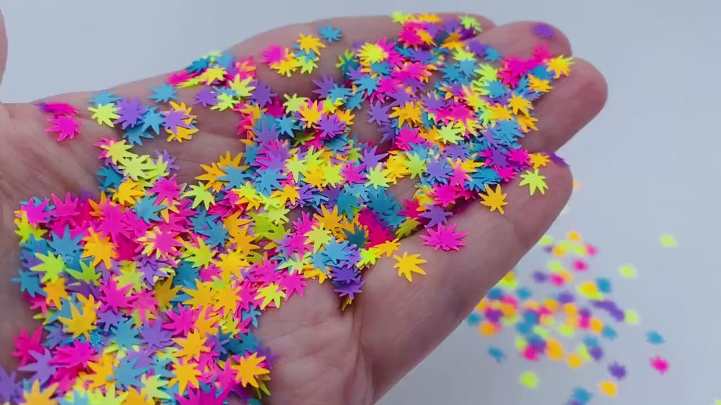 420 Glitter- Matte Neon Weed-Shaped Confetti Glitter (0.5 oz)