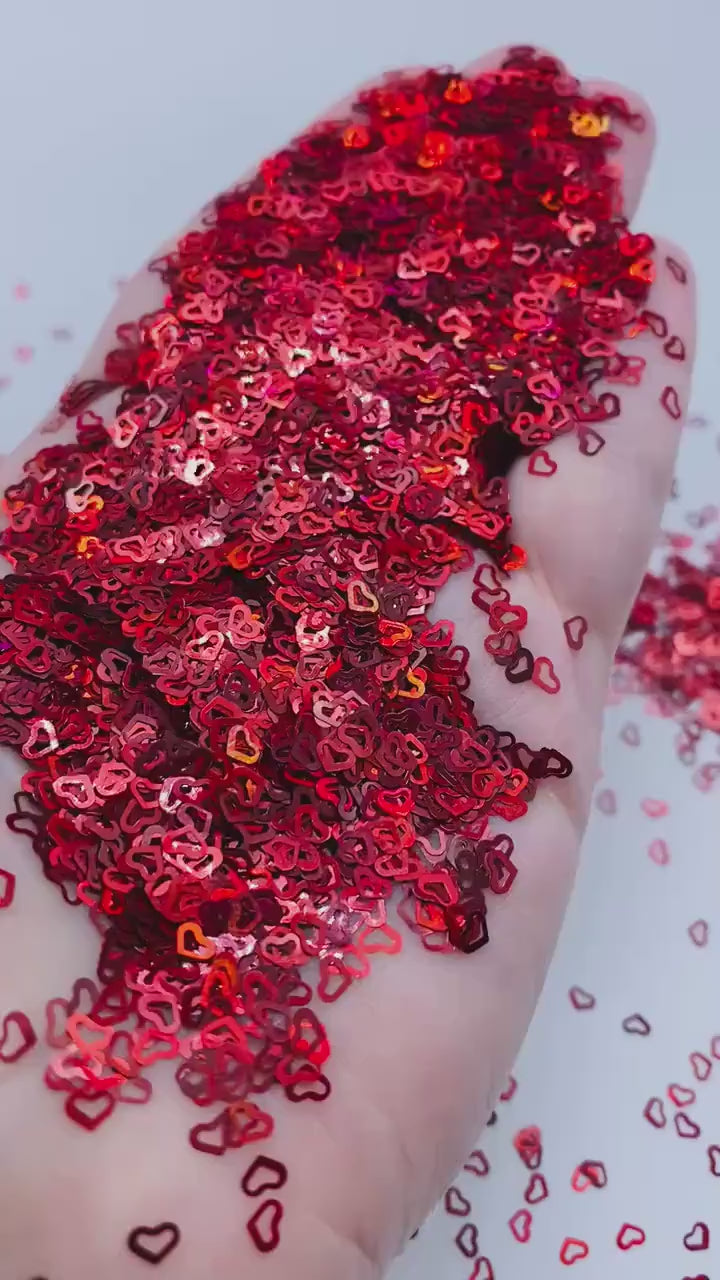 Gusto Glitter- Red Holographic Heart-Shaped Confetti Glitter (1 oz)