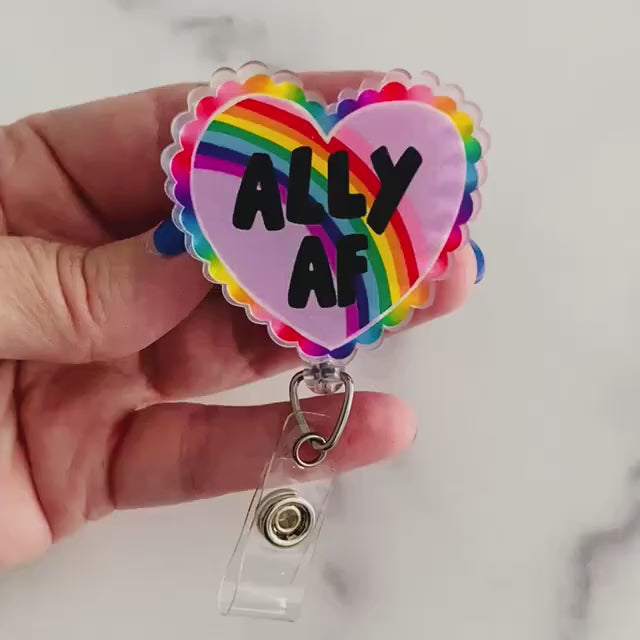 Ally AF Badge Reel – Pride Rainbow Retractable ID Holder