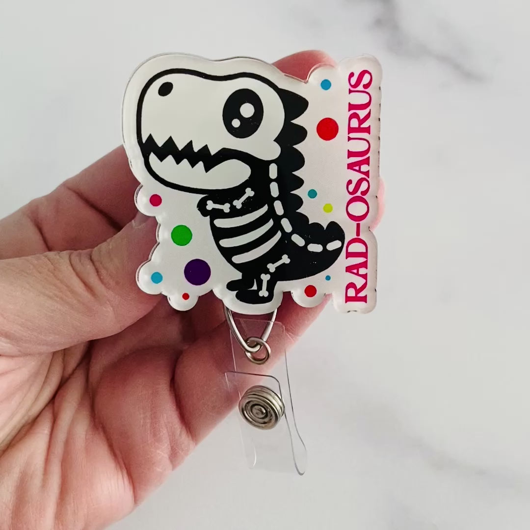 Radiology Rad-Osaurus Badge Reel, Radiology Badge, Dinosaur Badge Reel, X-Ray Tech