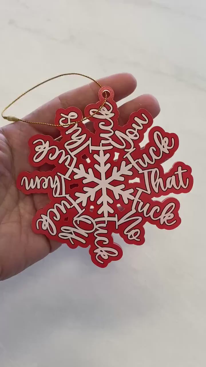 “No F*cking Way” Fuckflakes Snowflake Ornament – Sass in Every Flurry
