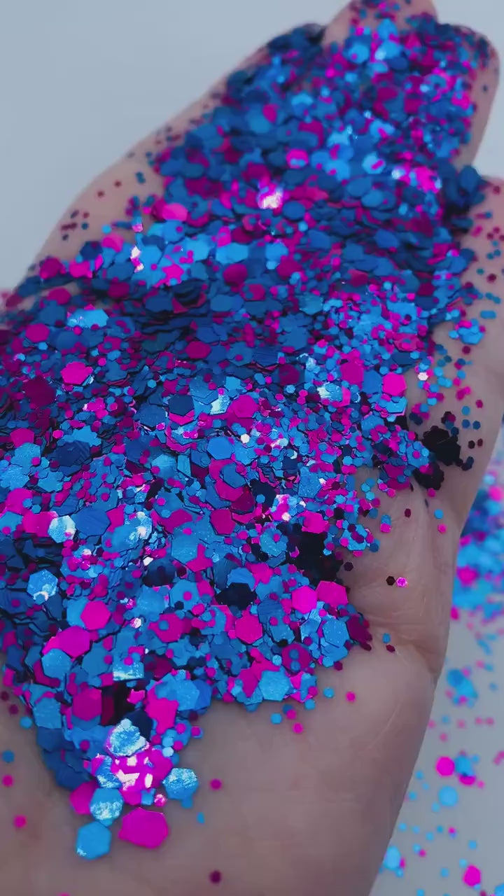 Lucia Glitter –  Blue & Pink Metallic Chunky Mix Glitter (2 oz)