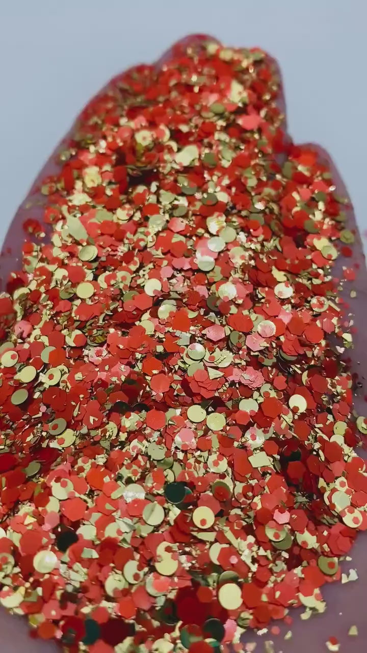 Angelina Glitter – Pumpkin Champagne Metallic Chunky Mix Glitter (2 oz)