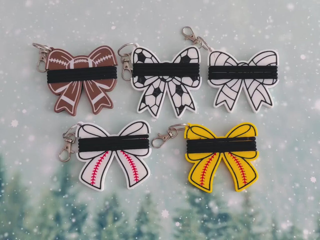 3D Printed Sports Bow Hair Tie Holder Keychain/Bag Tags 🎀🏆
