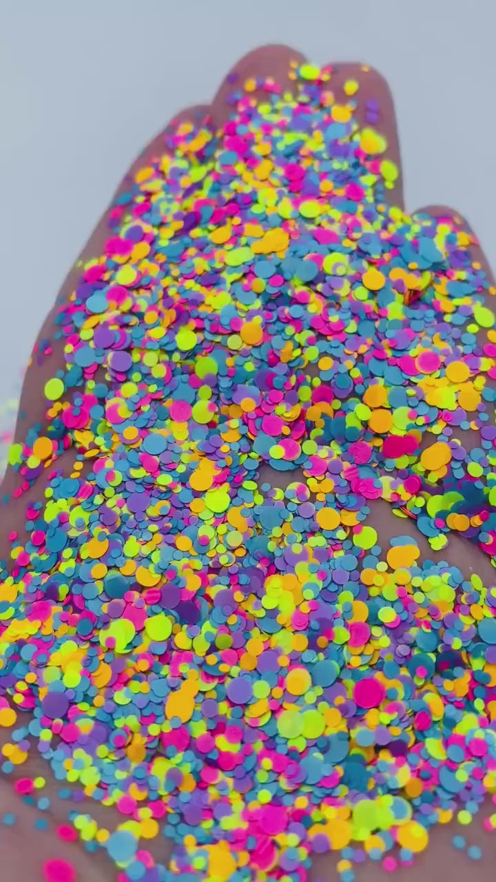 Alpha Glitter – Neon Matte Confetti Dot Mix Glitter (1 oz) *LOW STOCK*