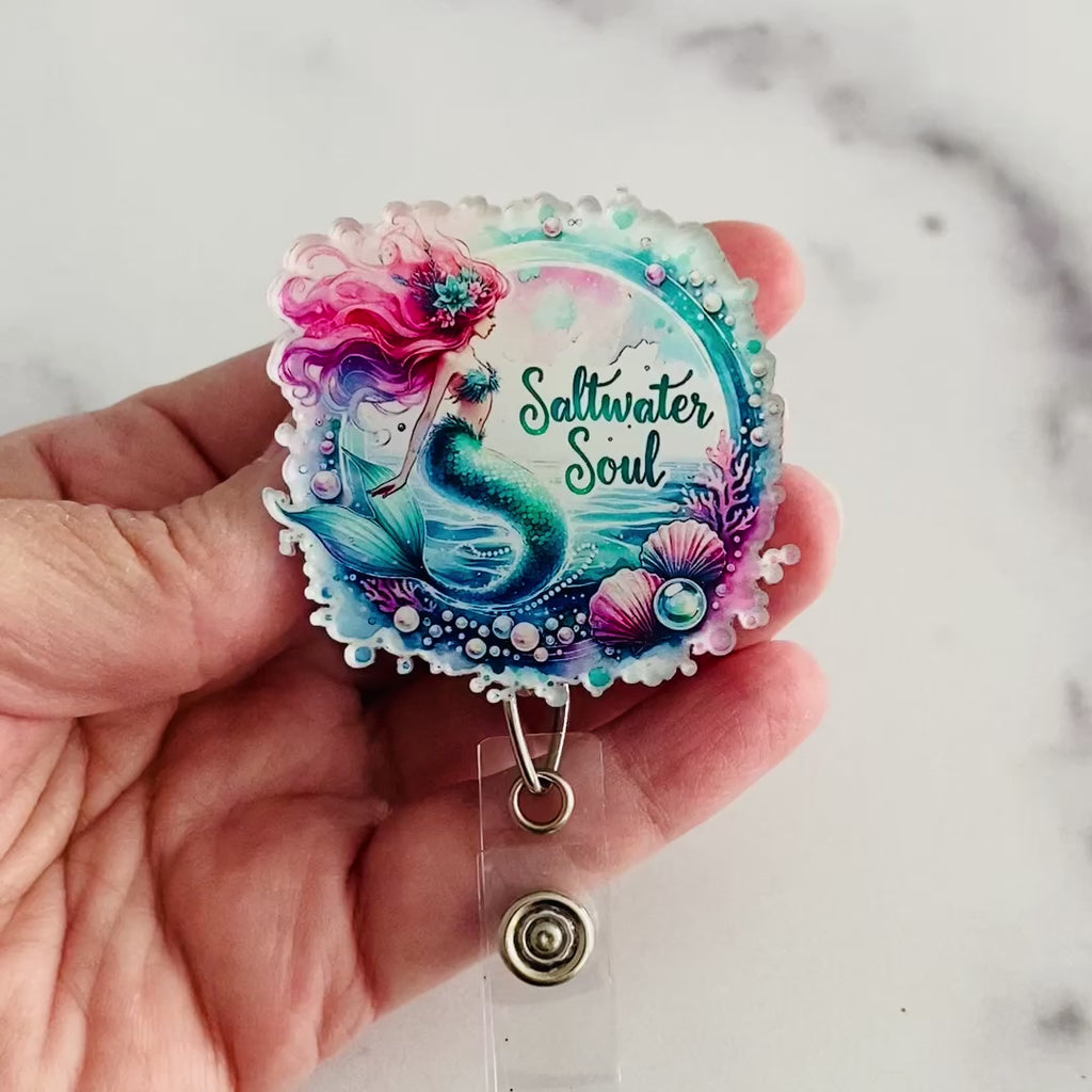 Saltwater Soul Mermaid Badge Reel | Saltwater Soul Badge Reel 🩻🔵