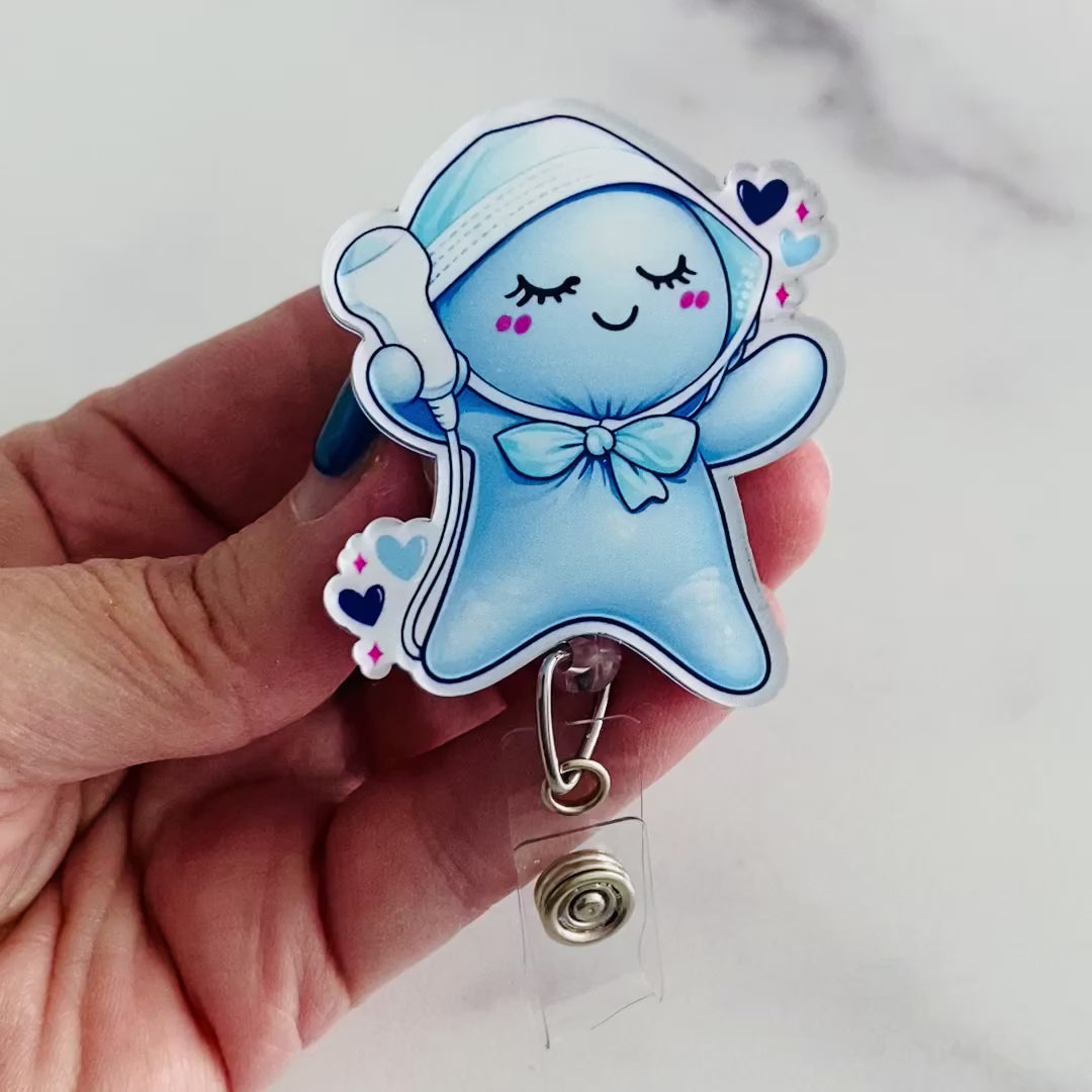 Cute Sonographer Glove People Badge Reel – Ultrasound Tech ID Holder