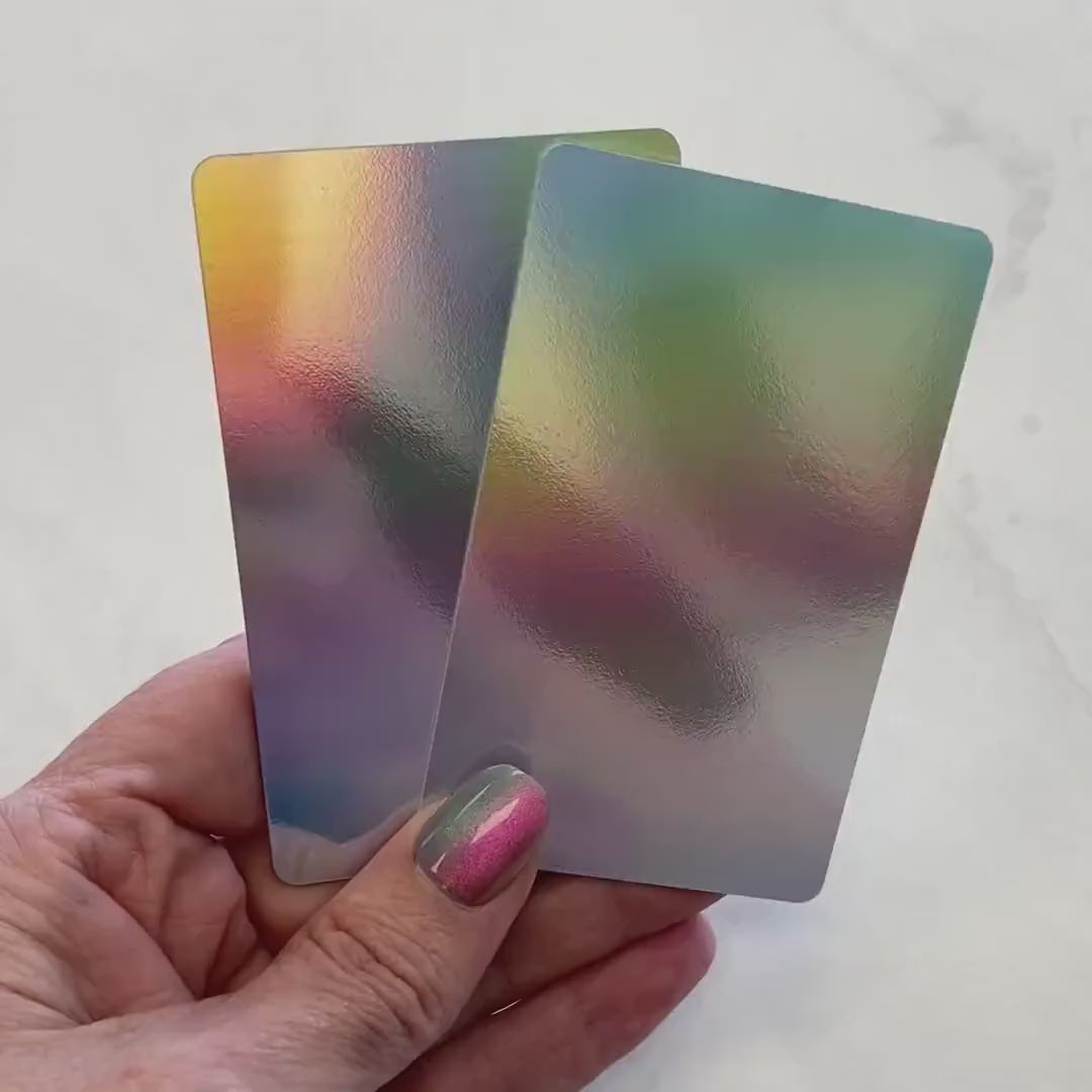 Holographic PVC Business Card Blanks – UV Printing Ready Premium Rainbow Finish (Pack of 50)
