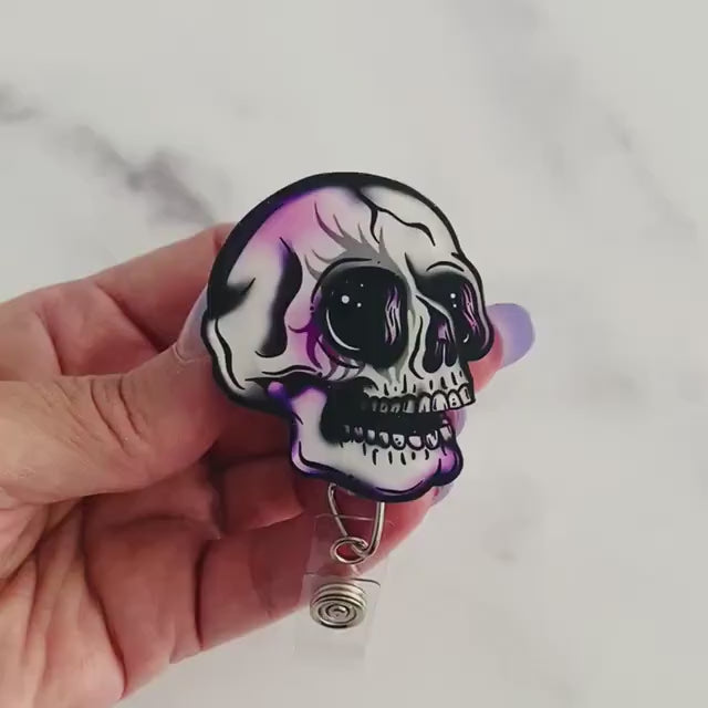 Gothic Skull Badge Reel – Spooky Retractable ID Holder